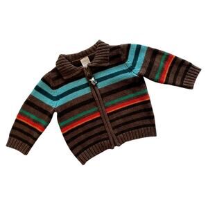 Gymboree Snow Bear Multi Color Stripe Cardigan Sweater‎ Size 6-12 Months